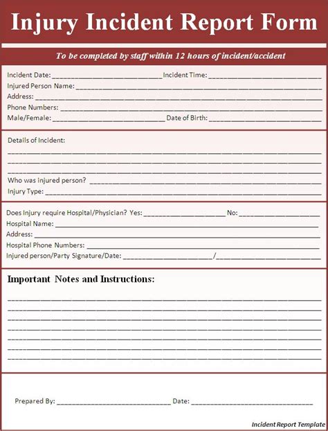 free printable incident report form template word